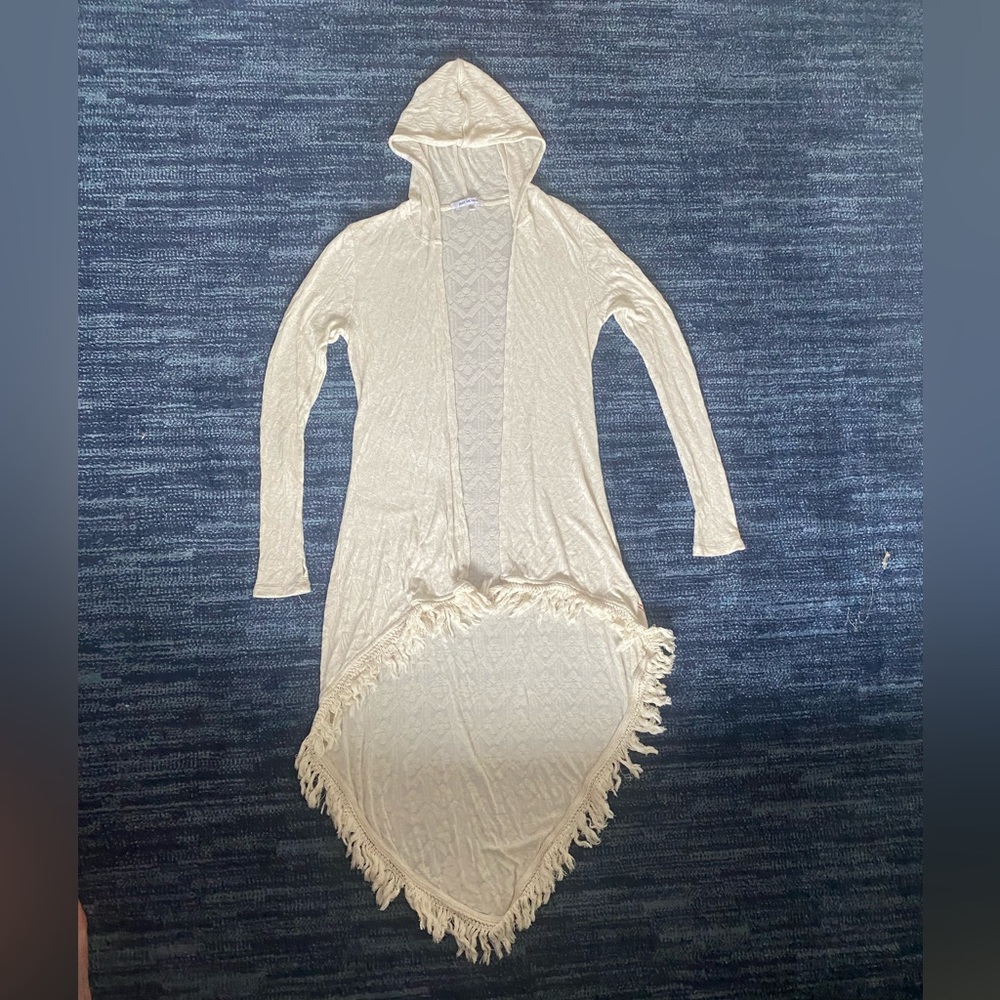 cream hooded swimsuit cover up